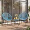 Costway 3PCS Patio Acapulco Furniture Bistro Set Plastic Rope Glass Table Black/Gray/Turquoise/White